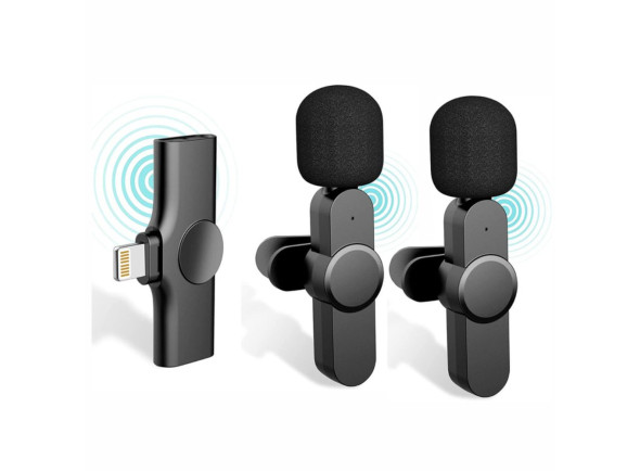 DIV Conjunto 2 Microfones Lapela S/ Fios C/ Receptor Lightning DIV Conjunto 2 Microfones Lapela S/ Fios C/ Receptor Lightning